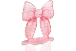 RattanView Pink Bow Acrylic Earring Holder Organizer 70 Holes/35 Pairs Earring Display Stand & Storage Rack with Solid Base, Jewelry Organizer Gifts for Girls and Women