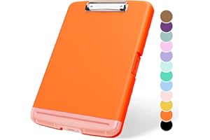 ZAXMEY Plastic Clipboard with Storage, 8.5 x 11 Storage Organization Box Side-Opening, Heavy Duty Clip Board with Pen Holder and Paper Folder for Nurses, Teachers, Office & School Supply, Orange