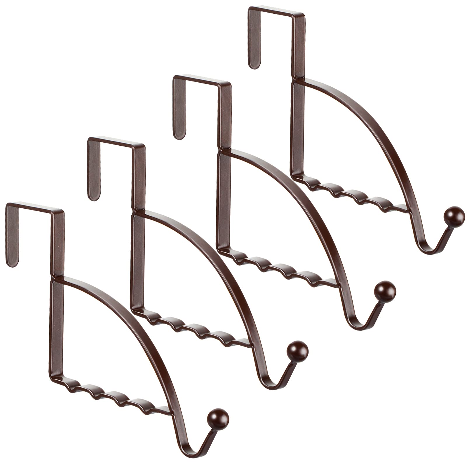 Hotop 4 Pieces Over The Door Hooks Hanger Multi Hanging Storage Organizers Valet Hooks for Coats Clothes Hoodies Hats Scarves Purses Keys Bath Towels Robes and More(Bronze)