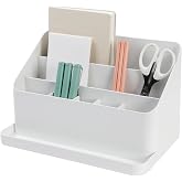 BLUE GINKGO Desk Organizer, Office Supplies, White, Made in Korea | Multi-Compartment. Adjustable. Everyday Storage.