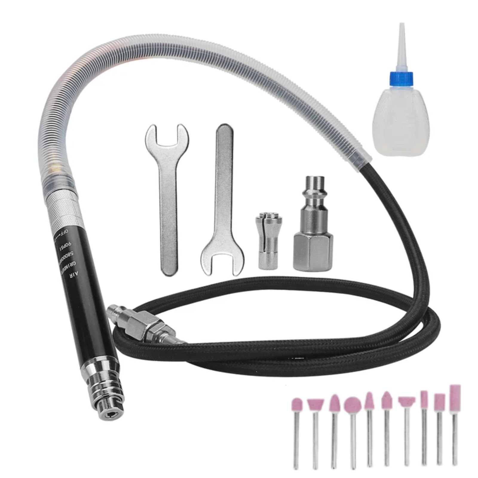 Nimomo 1/8" Die Grinder Micro Air Grinder Kit, 1/4 Inch Inlet, 90psi Air Die Grinder Pneumatic Air Grinder Pencil Type Die Grinder Mini Die Grinder Polishing Tool for Cleaning Dies, Rotors, Plates