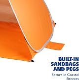 Yello Pop Up Beach Shelter 2-3 Person UPF 50+ Lightweight Orange view 5