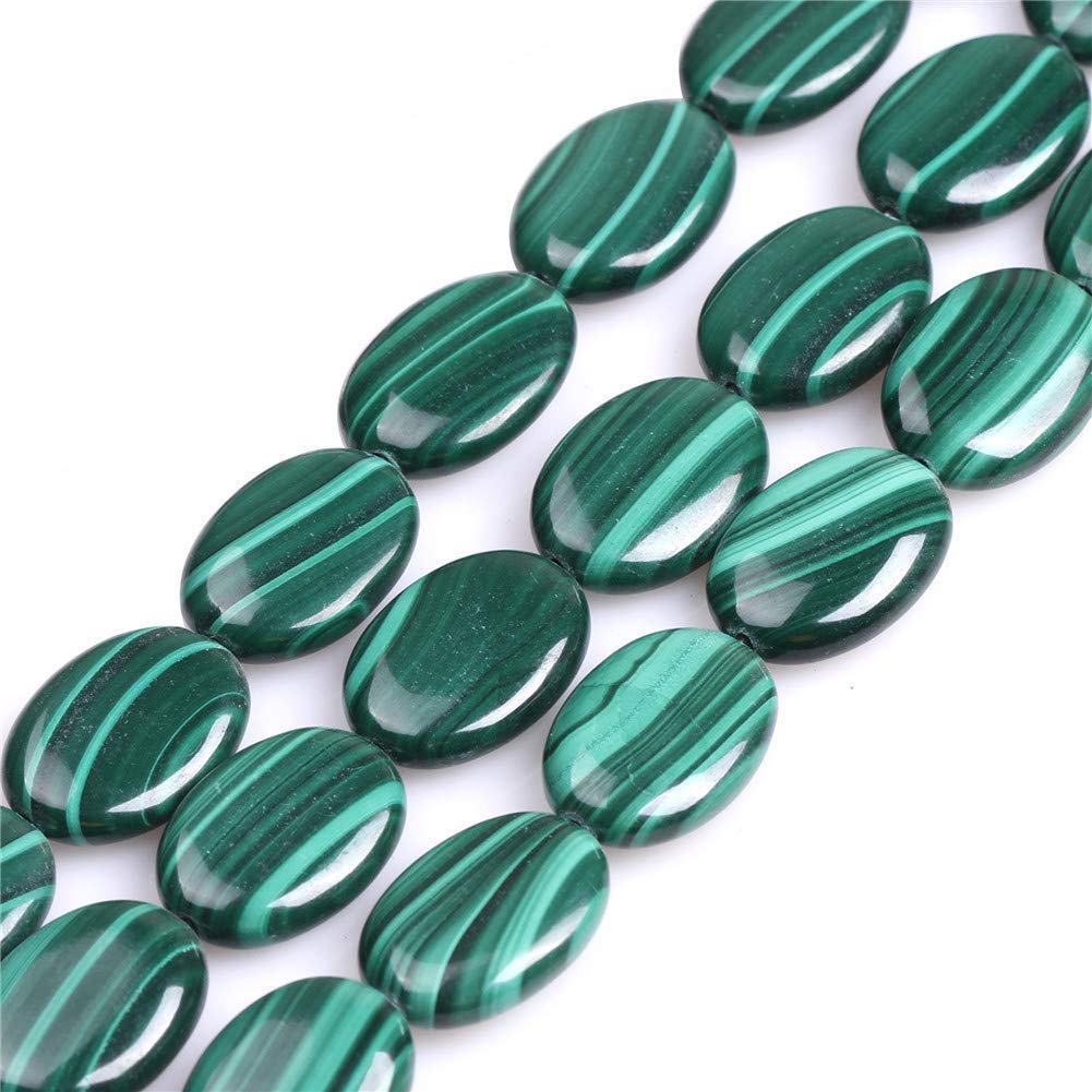 Sweet & Happy Girl's Store 13x18mm Oval Gemstone Grade A Malachite Beads Strand 15 Inch Jewellery Making Beads