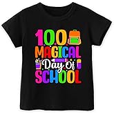 DOGCOME 100 Days of School Shirt Kids Toddler Boys Girls Happy 100th Day of School Costume T-Shirt Graphic Short Sleeve Tops Tee 2-8Y
