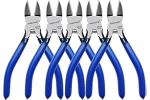 Wire Cutters 5", 5 Pack KAIHAOWIN Precision Flush Cutters Ultra Sharp Wire Cutters for Crafting Side Cutters Wire Snips Spring Loaded Dikes Wire Cutter for Jewelry Making, Blue with Black Handle