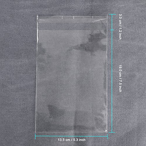 Becko 5.25 x7.4 Inch Clear Envelope Cello Bags with Adhesive Closure for Keeping Letter/Jewelry/Small Parts - 100 Packs
