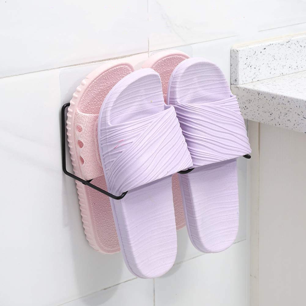 Double Layer Shoes Rack Hanger Shelf Holder Wall Mounted Shoes Rack for Entryway Over the Door Shoe Hangers Organizer Hanging Shoe Storage Racks(Black)