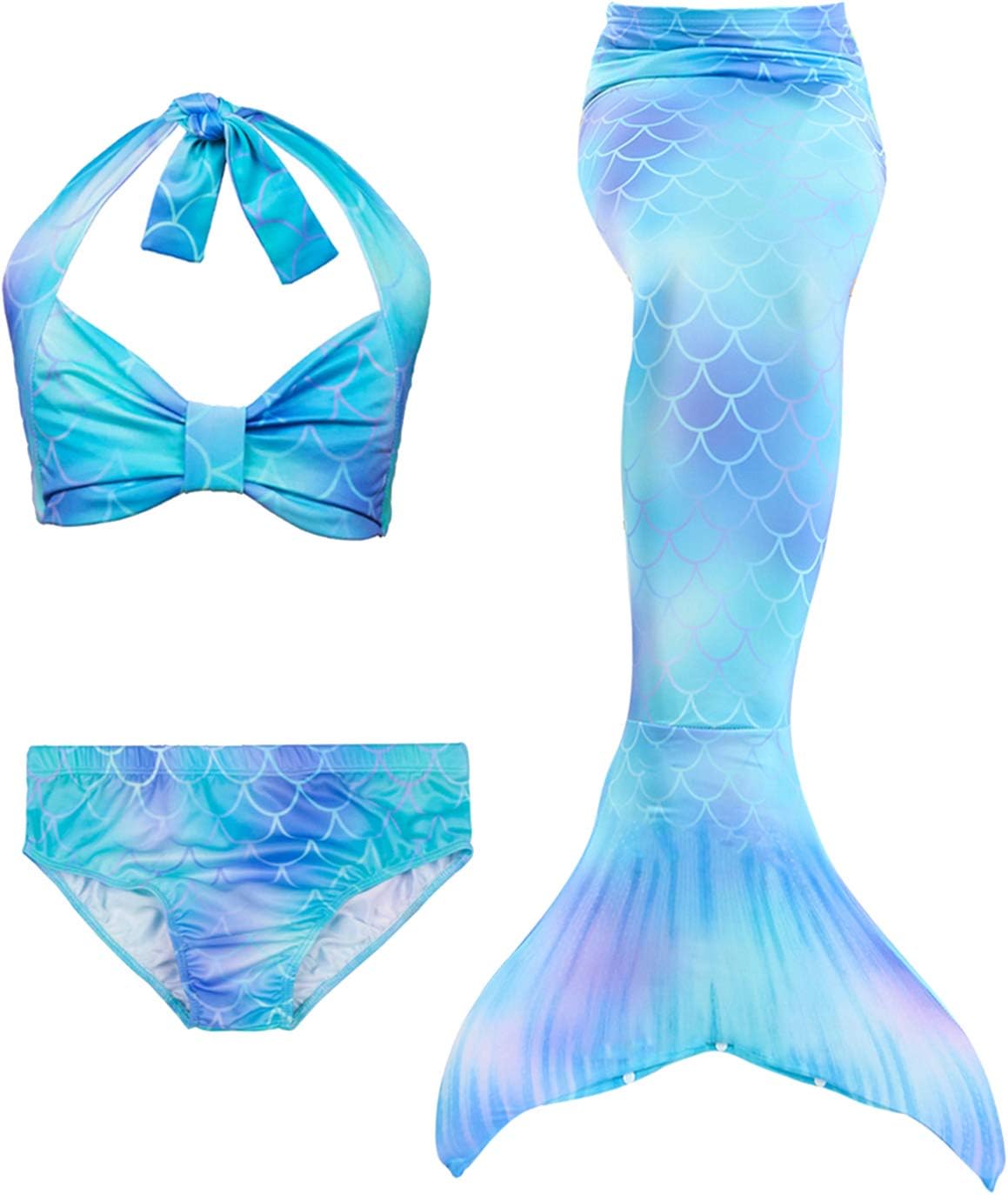 Hifunbay Kids Girls Mermaid Swimming Costume Included 3PCS Swimmable Bikini Swimsuit