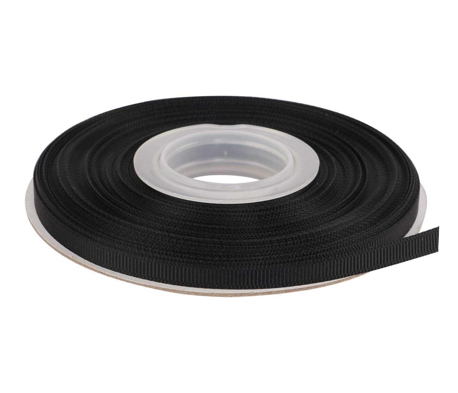 Ribbonitlux 6mm Wide Solid Grosgrain Ribbon 22 Meters (030-Black, Set for Gift Wrapping, Party Decor, Sewing Applications, Wedding and Craft