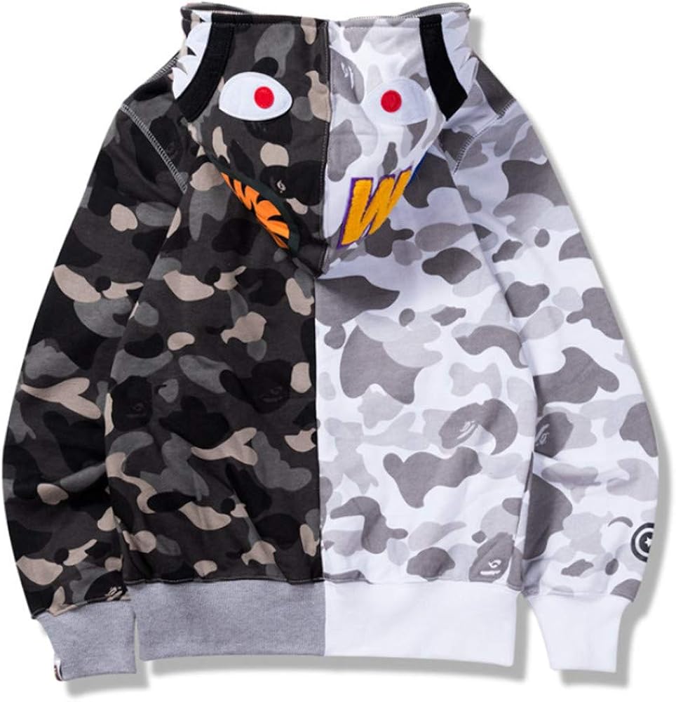 Bape A Bathing Ape Shark Head Camouflage Full Zip Hoodie Sweatshirt Jacket Coat