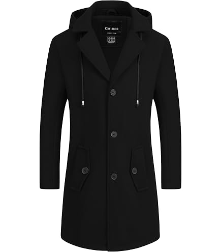 Chrisuno Pea Coat Wool Jacket Men Dress Business Men's Blend Chrisuno Pea Coat Wool Jacket Men Dress Business Men's Blend