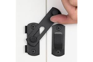 Wocoe 3 Packs Stainless Steel Barn Door Lock - Matte Black, Corrosion-Resistant, Versatile for Home & Pet Safety, Easy Install, with Screws