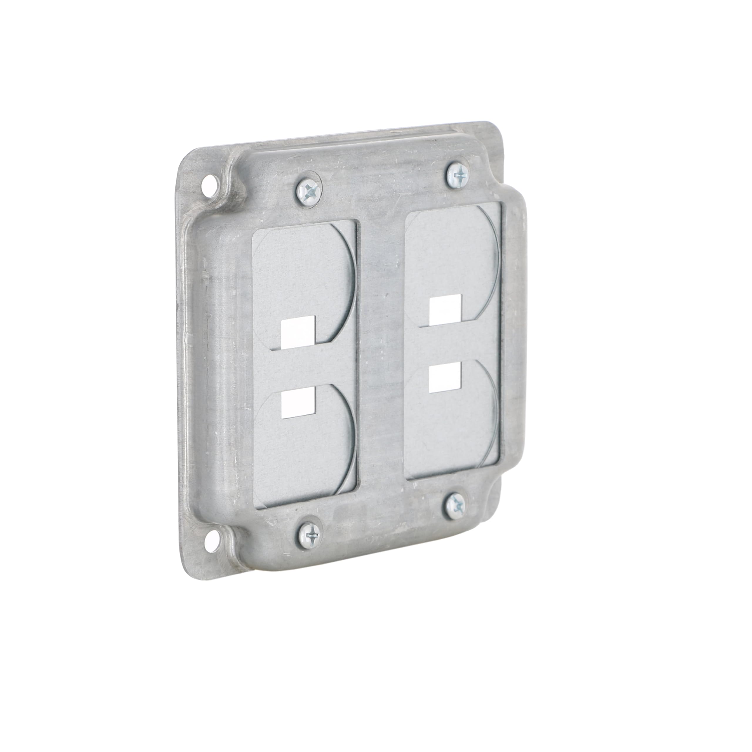 Photo 1 of RACO 4 in. Square Cover, Universal Exposed Work, 2-Device, 6-in-1 Plates