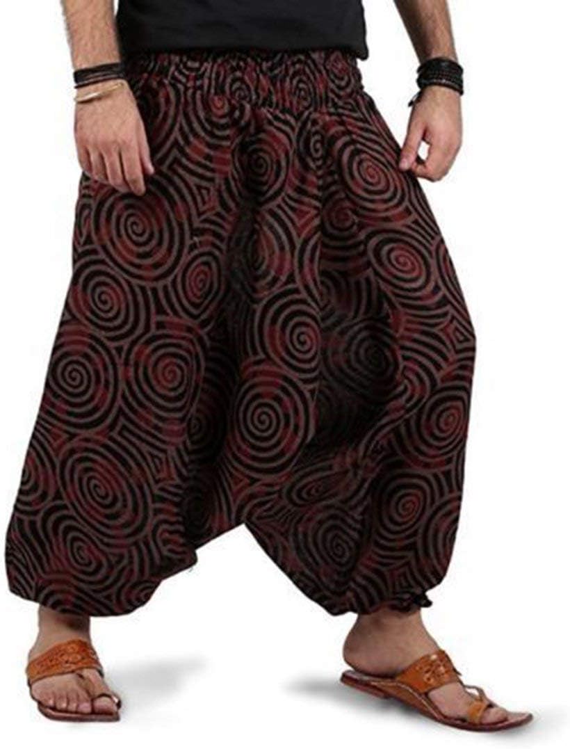 SUKHAM Cotton Harem Pant Afgani Trouser Printed Pajama for Mens & Womens Brown Harem(SU_Brown_Freesize)