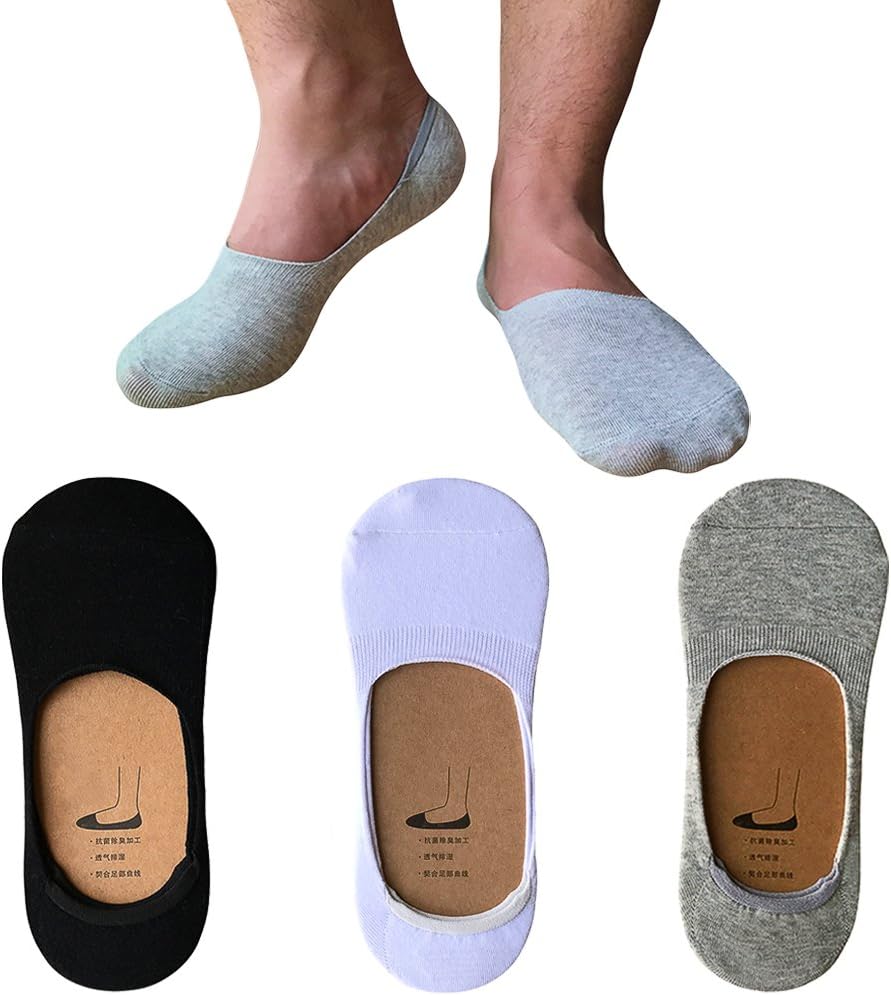 Men's No Show Loafer Socks - IMAXSELL 3/5 Pack Thin Low Cut Casual Cotton Boat Shoe Non Slip Invisible Socks