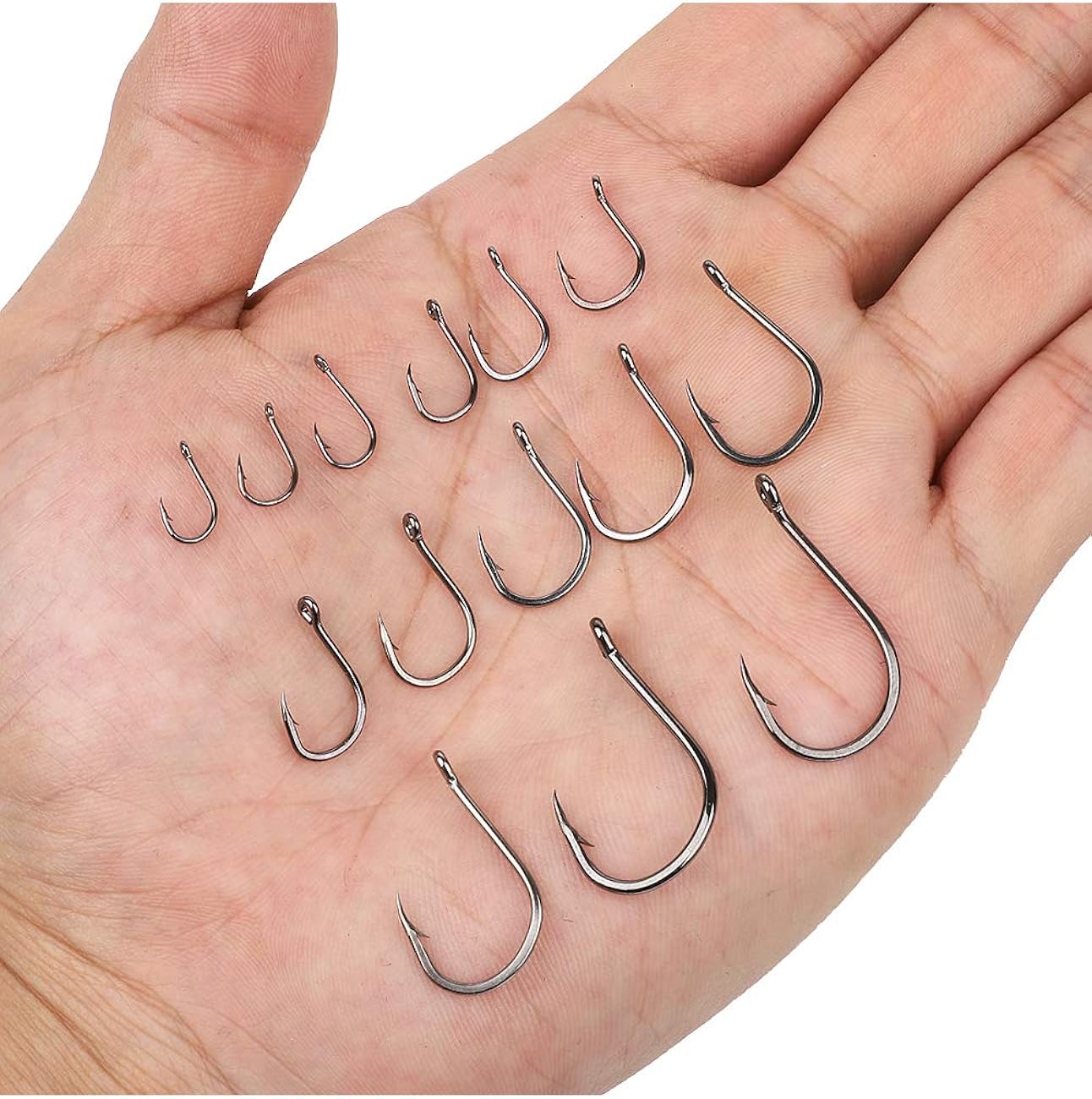 12# Anzuelos de Pesca Pequeños con Caja de Plástico 10 Tamaños Sport