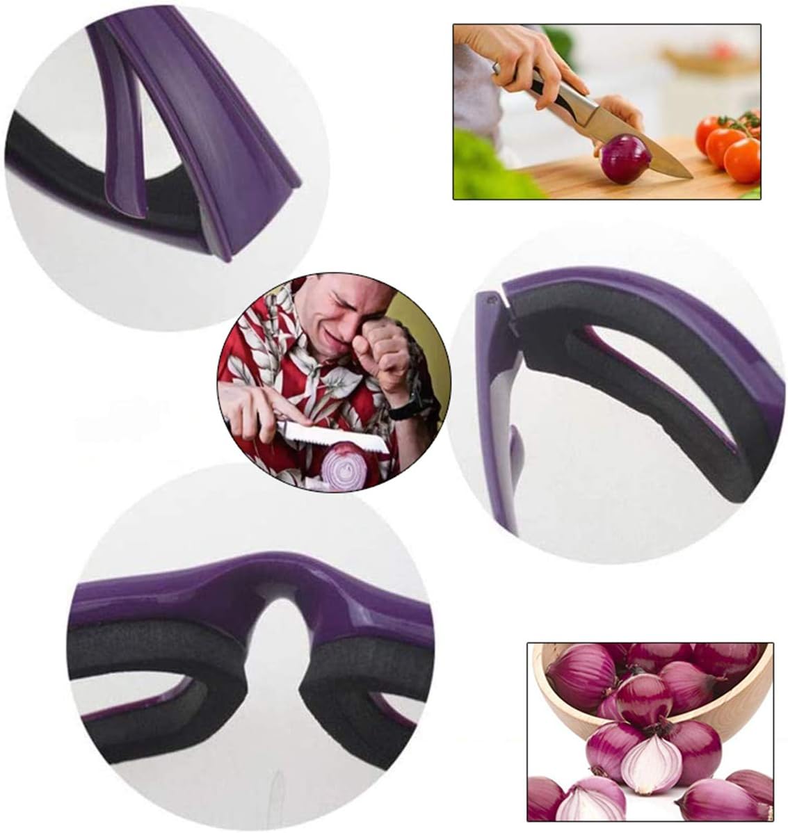 3 Pieces Onion Goggles Glasses, Anti-Fog No-Tears Kitchen Onion Glasses with Inside Sponge, Kitchen Gadget for Chopping Onion Cooking Grilling Dust-proof, Eye Protector for Women Men Cleaning Kitchen: Kitchen & Dining