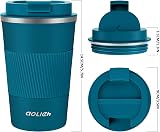 Aolieh Travel Mug 380 ml Insulated Stainless Steel Leak-Resistant Blue view 6