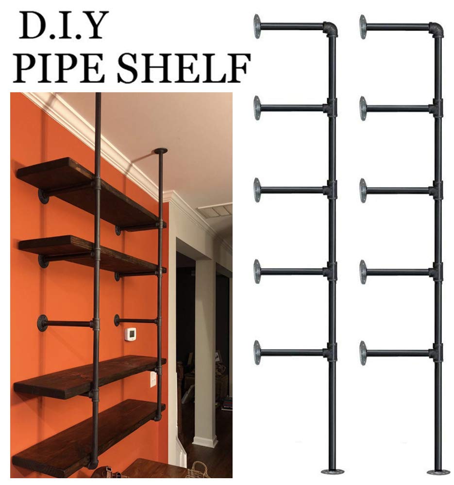 Industrial Retro Wall Mount Iron Pipe Shelf Diy Open Bookshelf