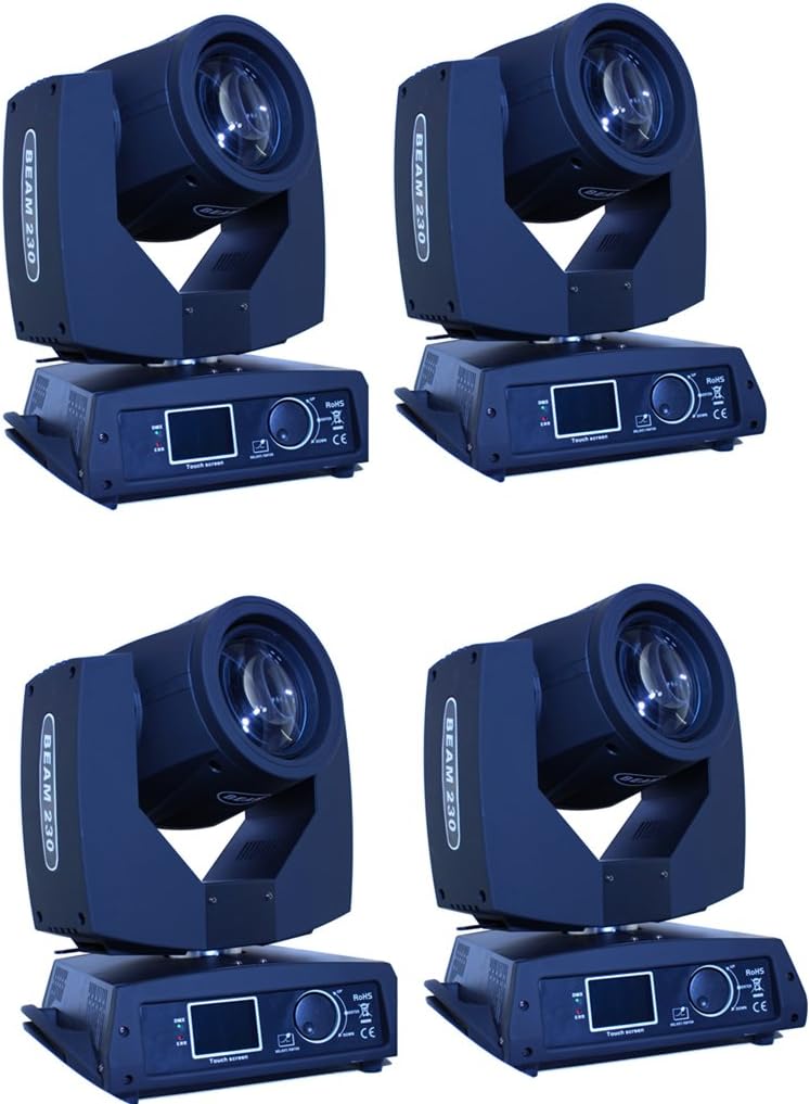 Eshine 4Pic/Lot DMX 16/20 Channels Touch Screen 7R Sharpy Beam 230W Moving Head Stage Lighting For Wedding Christmas Birthday DJ Disco KTV Bar Event Party Show