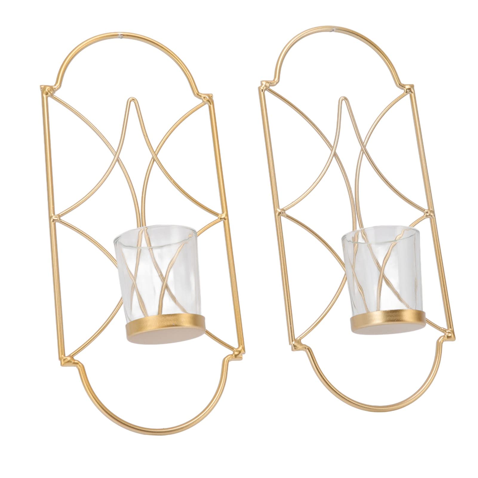 Wall Sconces Set Of Two,Metal Wall Candle Sconce Holder,Wall Sconce Tea Light Candle Sconces,Dining Room Wall Decor Hanging Metal Candle Sconces Wall Decoration(gold)