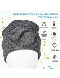 Enjoybot gorro tejido con Bluetooth, con altavoces estéreo incorporados y micrófono para deportes de invierno y regalos, Carbón