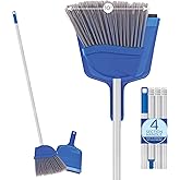 Angle Broom w/Dustpan, Indoor, 9.25" W Head, Smaller Style- Made w/Recycled Soda Bottles & Polished Aluminum Lightweight Handle, by LOLA, 1 Count
