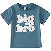 SOFEON Big Brother Shirt Toddler Baby Boy Big Bro Chenille Patch Letter T-Shirt Announcement Tees Summer Short Sleeve Top