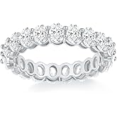 MINDDHA 14K Gold Plated Rings- Oval Cubic Zirconia Love Ring Simulated Diamond Stackable Rings Eternity Bands/Silver Rings, Gold Rings for Women- 4mm Band Size 4-12
