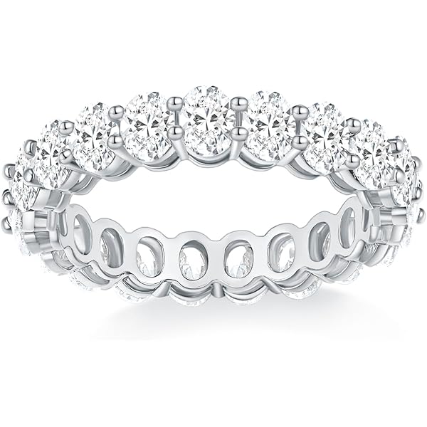 Barzel 18k Gold Plated Cubic Zirconia Eternity Ring - Oval Cut, Brass Base, Gift Box