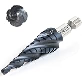 Matework M35 Cobalt Step Drill Bit, Four Spiral Flute Unibit Step Drill Bit (1/8"-1/2") Wear-Resistant TiAlN Coated, 1/4" Hex Shank for Metal, Carbon Steel, Stainless Steel, Wood, Plastic (13 Size)