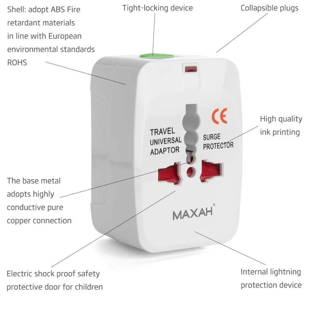 Xixini Worldwide All-in-One-Universal-Reiseadapter für Multifunktionsanwendungen Netzteil Netzteil Ladegerät mit Ladeanschlüssen für USA EU UK AUS
