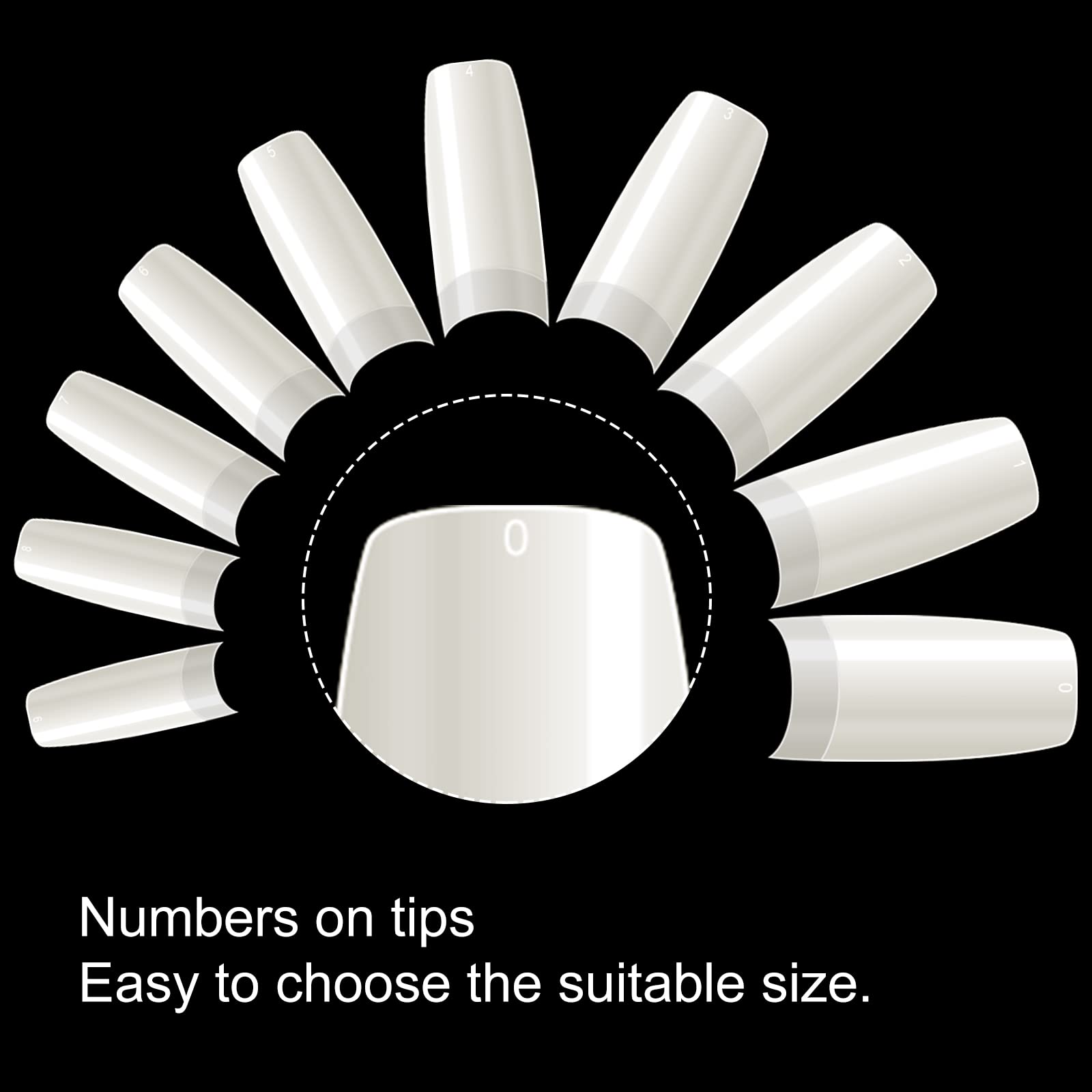 krofaue 500PCS Half Cover False Nails Tips - Acrylic Nail Tips 10 Sizes Lady French Style Acrylic Artificial Tip Manicure with Box for Nail Tips Art Salons and Home DIY - Image 3