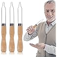 3-Pack Button Hook Assist Device with Easy-Grip Wooden Handle for Shirts, Coats, Dresses - Ideal Button Aids for Arthritis & Limited Dexterity