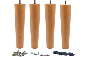 WEICHUAN Round Solid Wood Replacement Sofa Couch Chair Ottoman Loveseat Coffee Table Cabinet Furniture Wood Legs(10" Straight Set of 4)