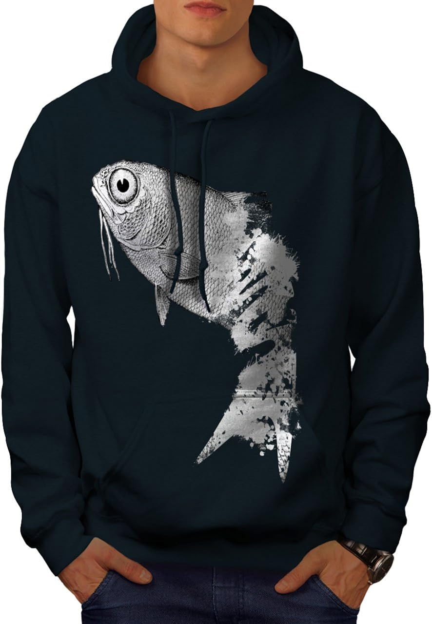 Pull homme polaire poisson bizarre bleu moyen quart zip