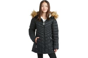 DKNY Girls' Winter Coat – Fully Sherpa Lined Glacier Shield Parka Jacket, Fur Trim Hood (7-16)