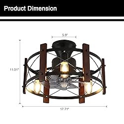 18in Industrial Ceiling Fan with Light Remote