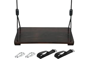 KINSPORY Wooden Swing Seat, Outdoor Swing Set Accessories for Backyard, Height Adjustable Rope with Hanging Tree Straps Kit for Porch Patio Garden Playgroud (Brown)