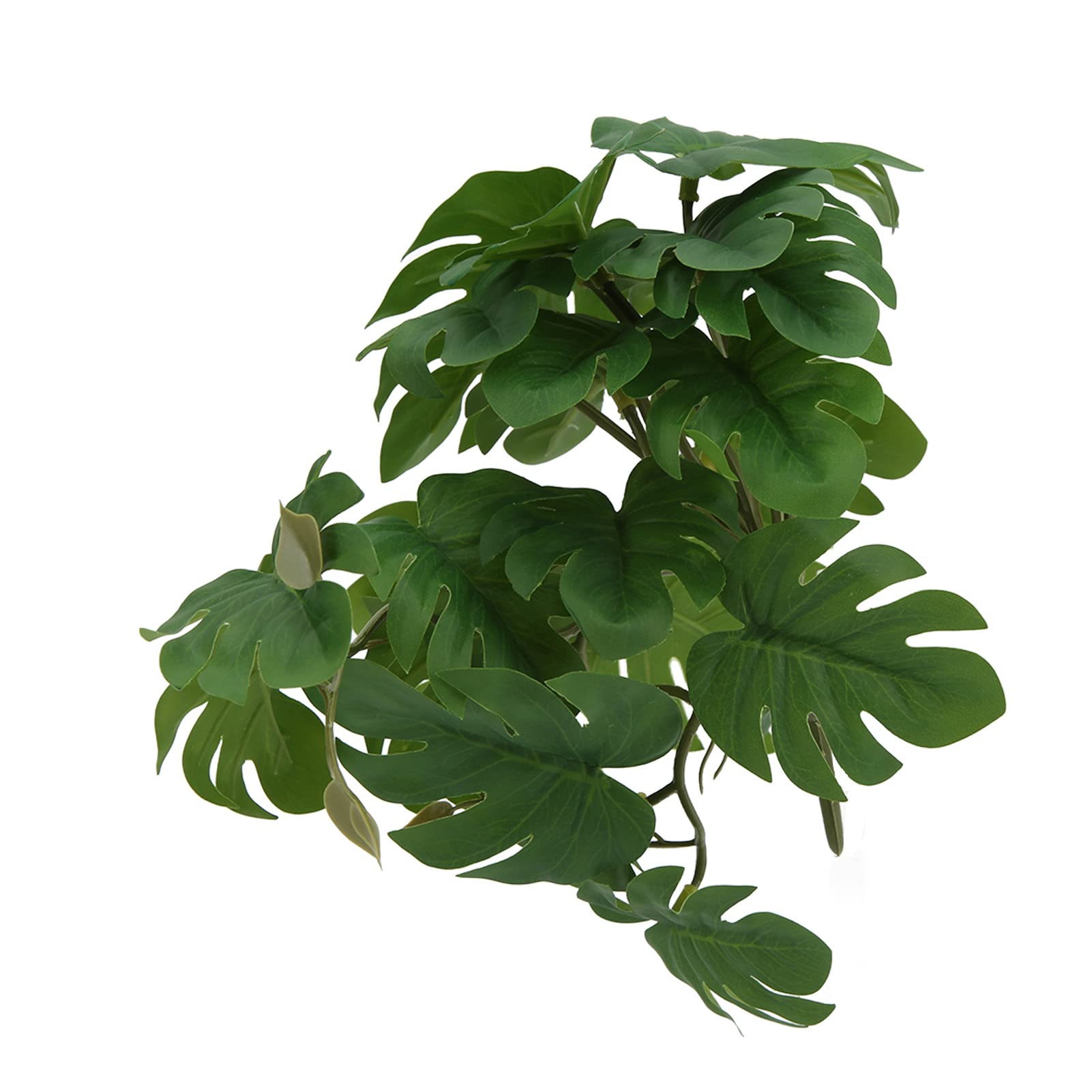 DAWH Turtle Leaf Rattan, Reptile Terrarium Plant Decoration Simulation Colorful Toilet with Suction Cup for Reptile Terrarium for Home Decor