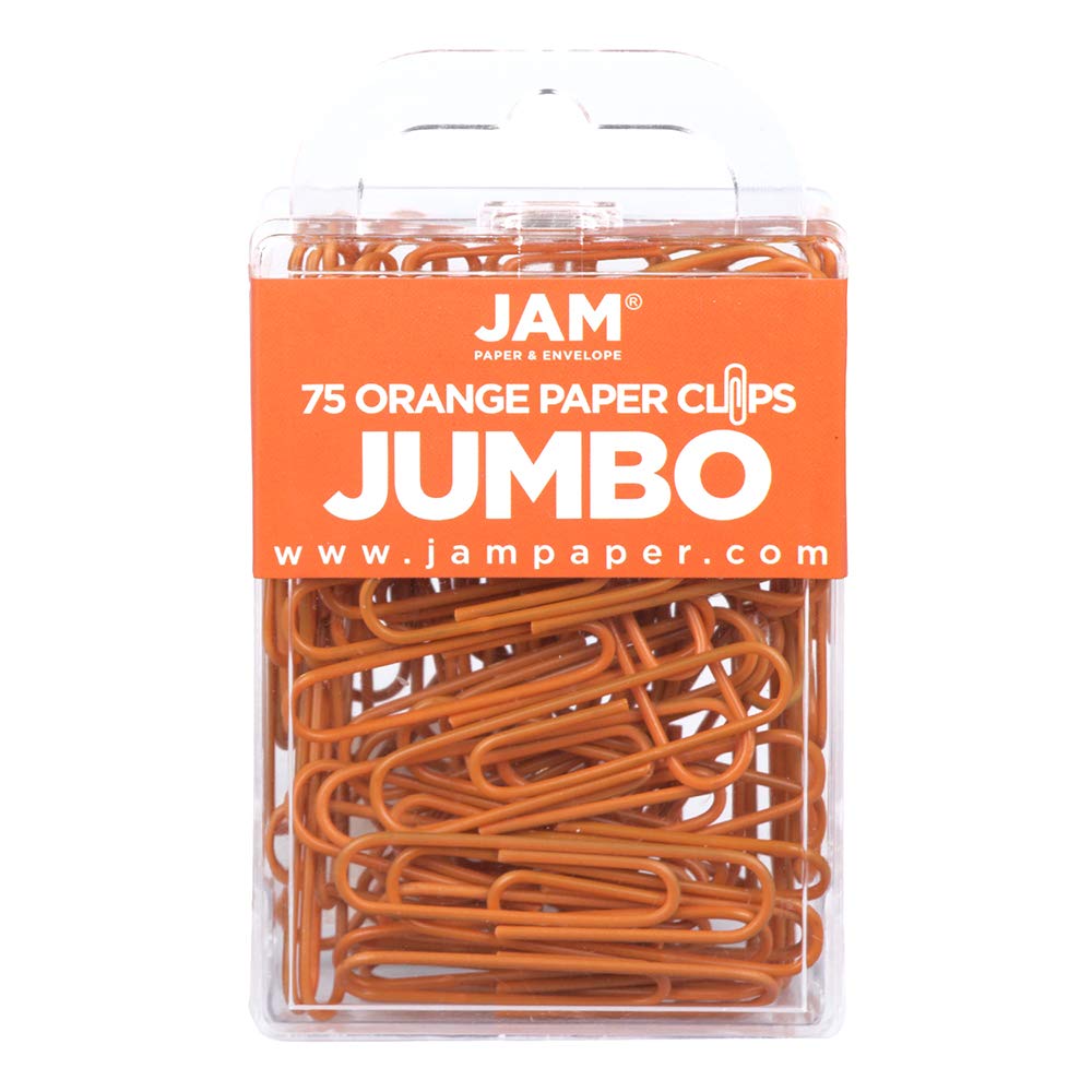 JAM PAPER Colourful Jumbo Paper Clips - Large 50.8 mm - Orange Paperclips - 75/Pack — image 1