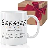 HIWERAN Seester Definition Mug Best Friend Friendship Gifts for Women, Sister Gifts, Sisters Gift from Sister, Friends Mug, Bestie Birthday Christmas Gift 11 oz white