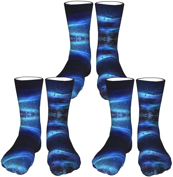 Amazon 靴下 ソックス ファンタジー 青い星空 3足セット 可愛いソックス 抗菌防臭 レディース 通気性抜群 メンズ 吸汗速乾 防寒 部屋着 秋冬 通学 通勤 室内 アウトドア ソックス 通販
