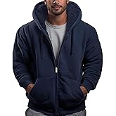 Dicodoum Winter Hoodies for Men，Sherpa Fleece Lined Jackets Thermal Fashion Hooded Coats Zip Up Sweatshirt