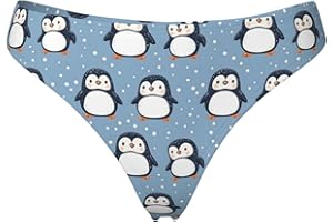 TZTTZT Cartoon Penguin Cute Print Thongs for Women - No Show Seamless Underwear for Women Ladies Thong Panties