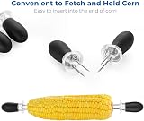 ecooe Corn on the Cob Holders 8 Pcs Black Stainless Steel Forks with Storage Box view 3