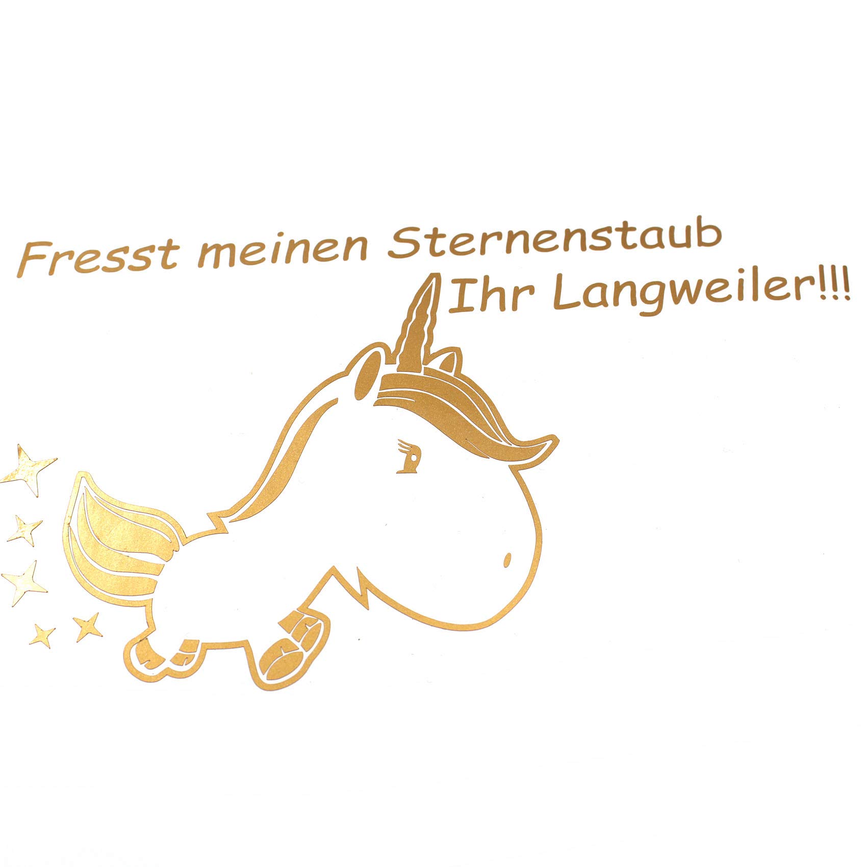 Finest Folia Unicorn Stardust Sticker 13 x 11 cm Fun Sticker for Car Decoration Unicorn Car Sticker (K074 Gold Metallic)