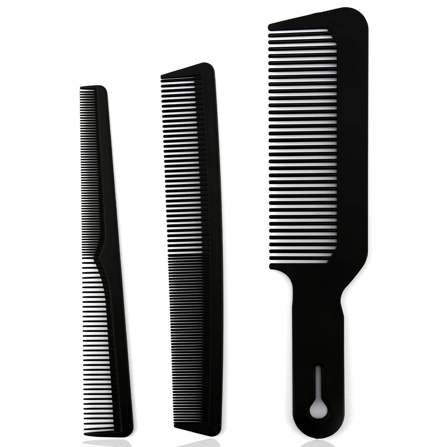 LUTER Hair Comb Set, 3pcs Carbon Fabric Barberology Comb - Heat-Resistant Flattop Taper Combs, Hair Cutting Combs, Clipper Comb - Unisex, Black