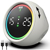 Pomodoro Timer Cube with 1/5/10 Min Preset Countdown, Classroom Timer | Visual Timer for Kids, Stopwatch and Custom Countdown, Productivity Timer for ADHD, Study, Work, Fitness, Kitchen - White