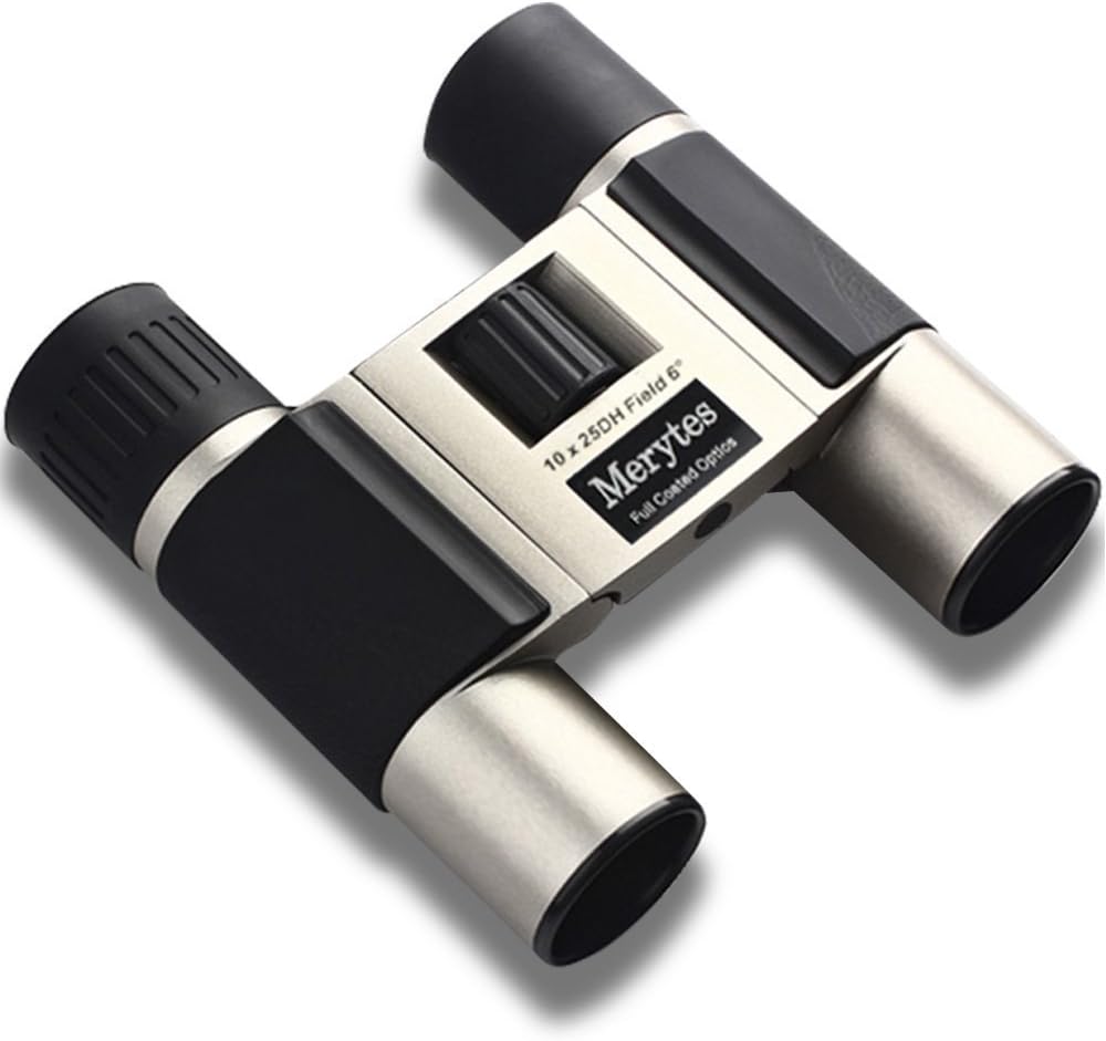 Merytes 10x25 Portable High Definition and Blue Film Binoculars for Daily Waterproof IPX3